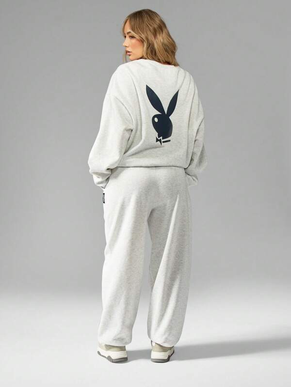 Missguided Missguided X Playboy Comfortable Oversized Elastic Waist Loungewear Sweatpants