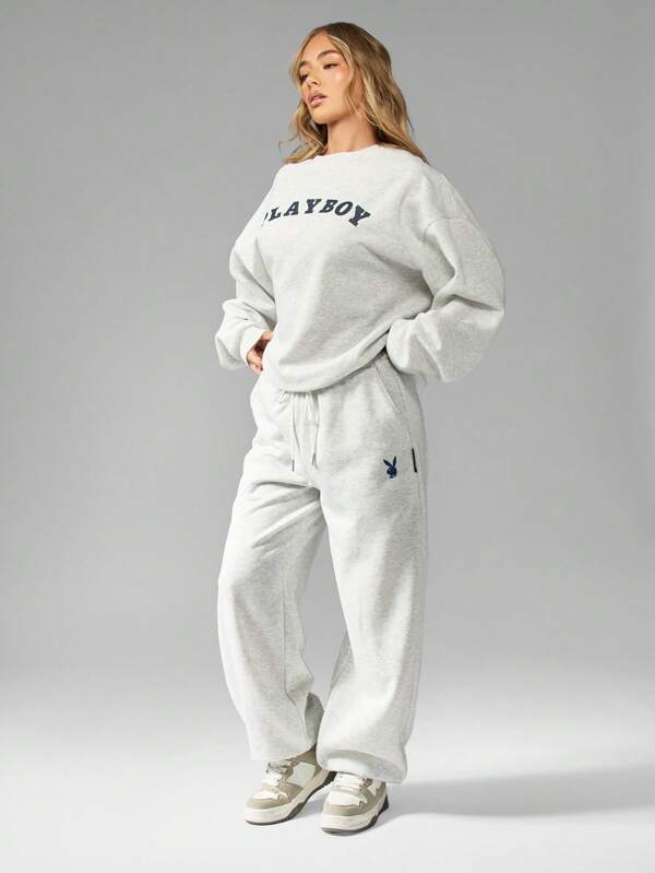 Missguided Missguided X Playboy Comfortable Oversized Elastic Waist Loungewear Sweatpants