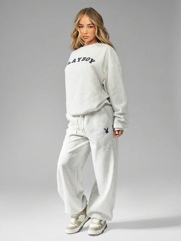 Missguided Missguided X Playboy Comfortable Oversized Elastic Waist Loungewear Sweatpants
