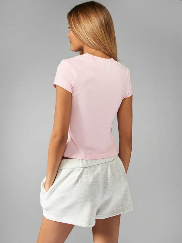 Missguided Missguided X Playboy Cotton Short Sleeve Crop T-Shirts With Graphic Print