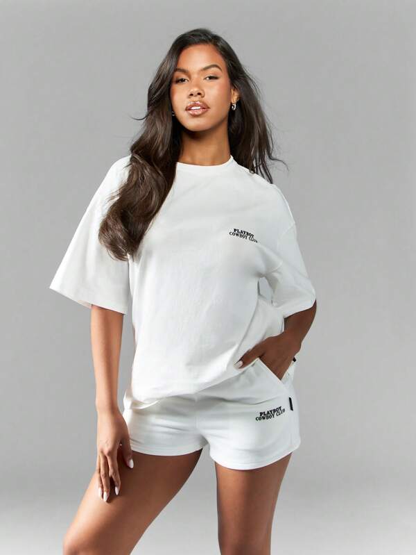Missguided Missguided X Playboy Cowboy Club Oversized Western Graphic Print T-Shirts