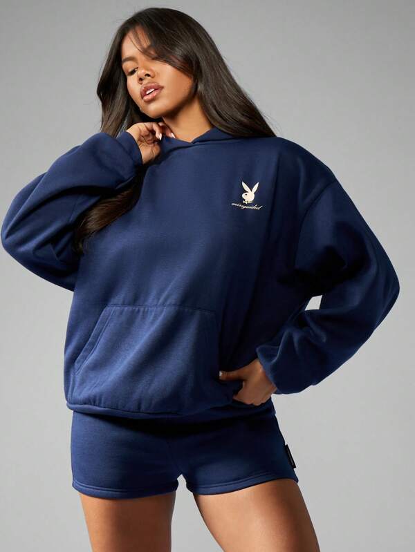 Missguided Missguided X Playboy Cozy Oversize Loungewear Sweatshirt Set With Back Graphics
