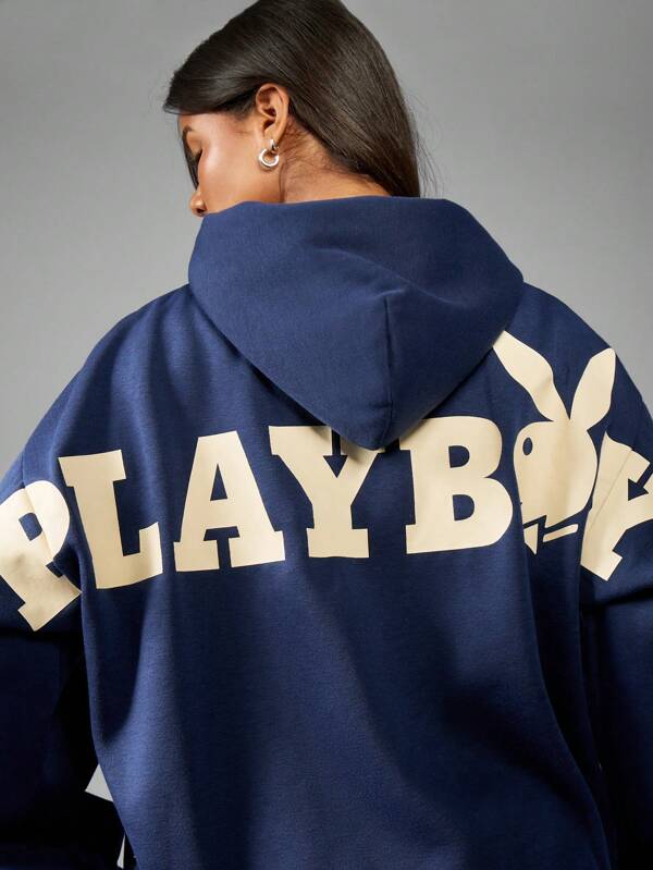 Missguided Missguided X Playboy Cozy Oversize Loungewear Sweatshirt Set With Back Graphics