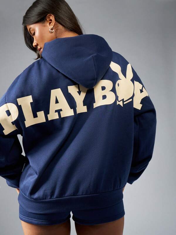 missguided Missguided x Playboy Cozy Oversize Loungewear Sweatshirt Set With Back Graphics