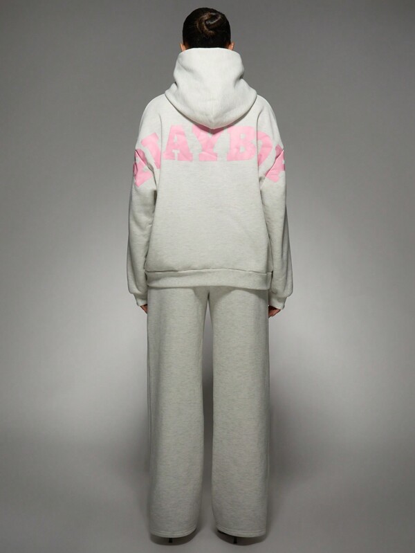 Missguided Missguided X Playboy Cozy Oversized Comfort Wide Leg Casual Sweatpants