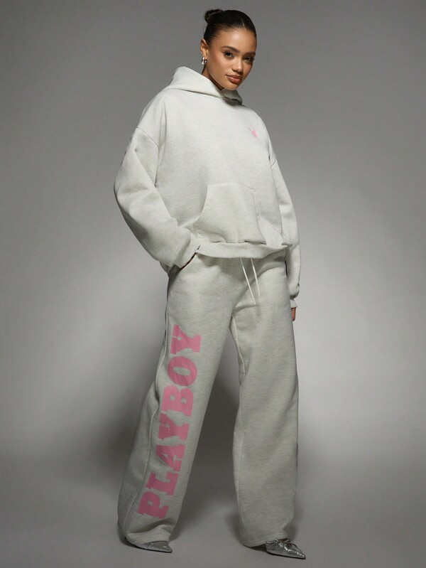 missguided Missguided x Playboy Cozy Oversized Comfort Wide Leg Casual Sweatpants