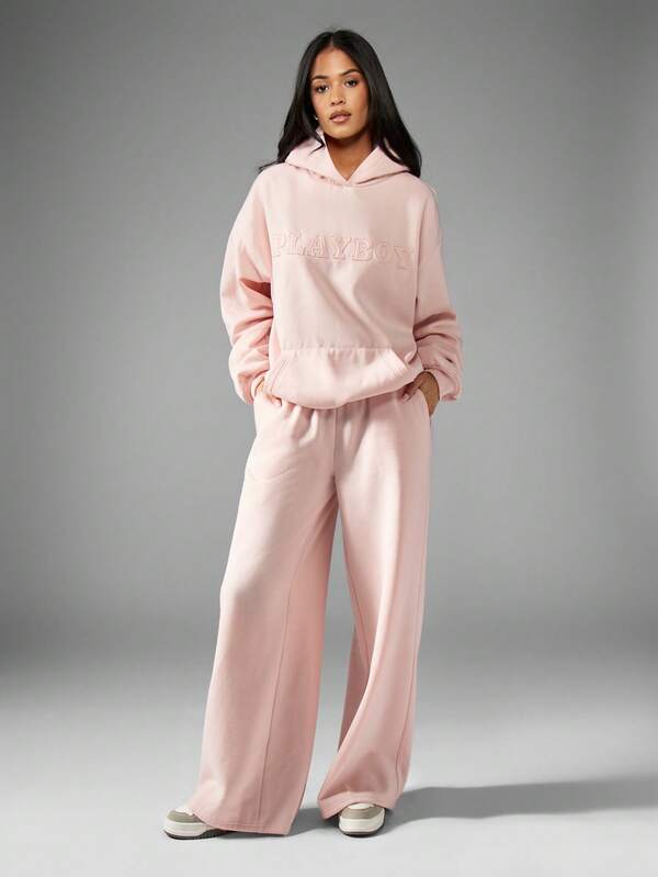 Missguided Missguided X Playboy Cozy Oversized Drawstring Embossed Logo Casual Sweatshirt