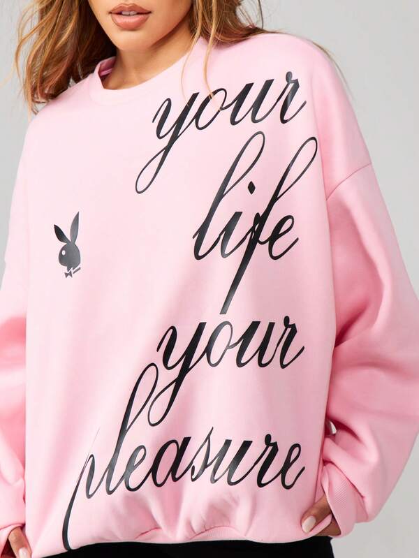 Missguided Missguided X Playboy Crew Neck Sweatshirt With Script Print