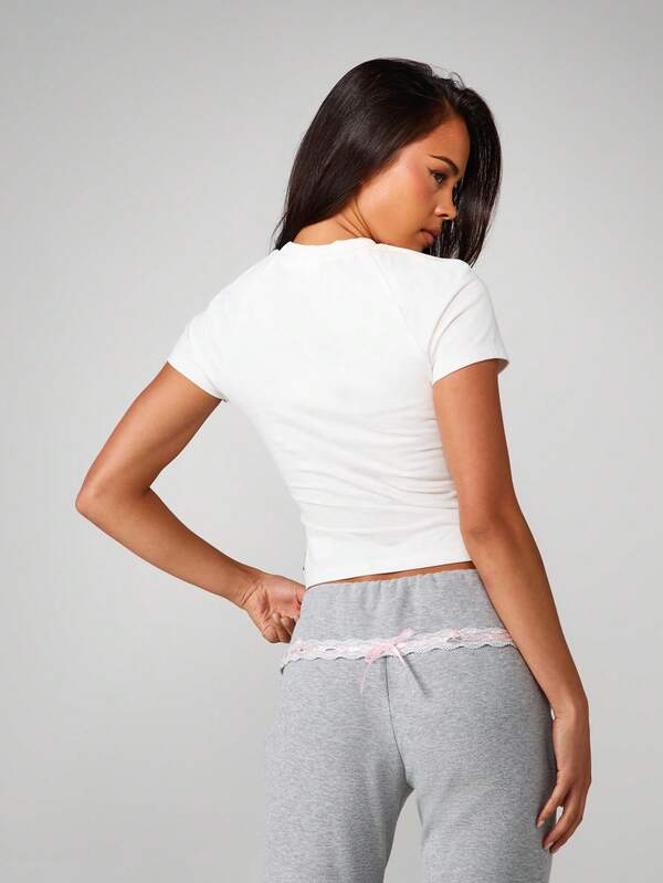 Missguided Missguided X Playboy Crew Neck Tee With Pink Logo