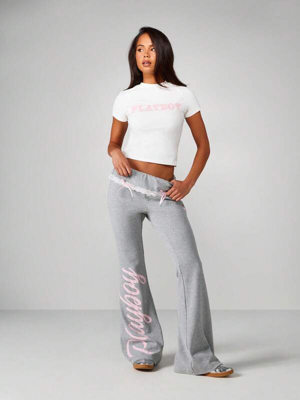 Missguided Missguided X Playboy Crew Neck Tee With Pink Logo
