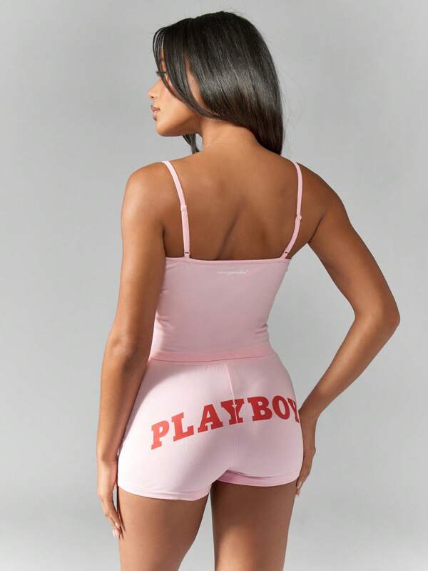 Missguided Missguided X Playboy Crop Top And Shorts Two Piece Outfit