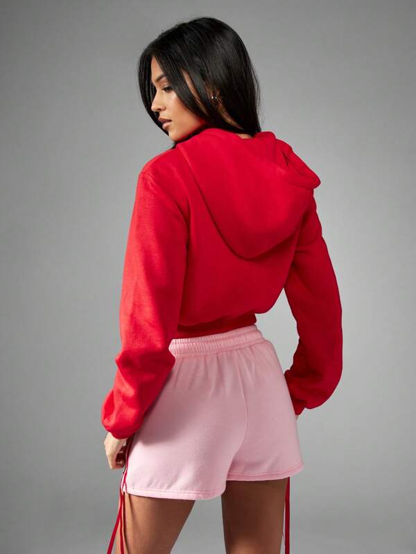 Missguided Missguided X Playboy Cropped Athleisure Zip Up Hoodie Sweatshirt With Number Logo
