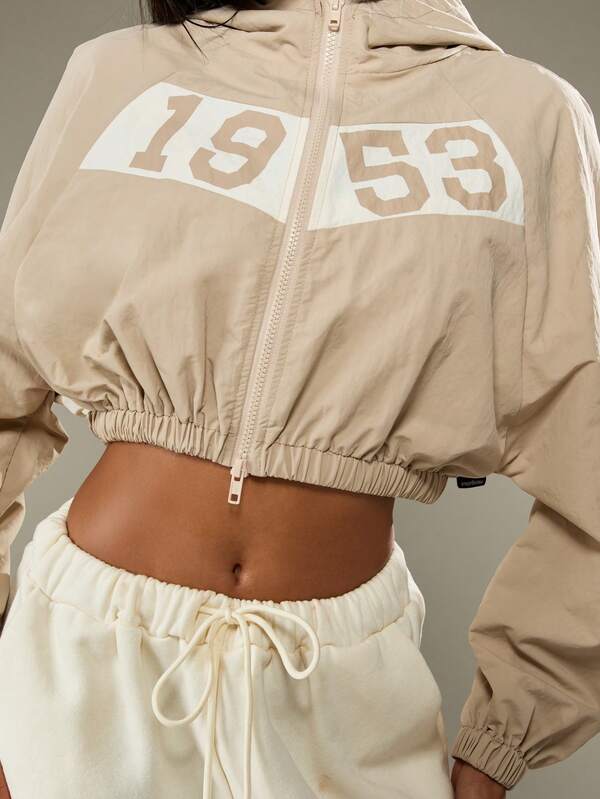 Missguided Missguided X Playboy Cropped Hooded Track Jacket With Color Block Design