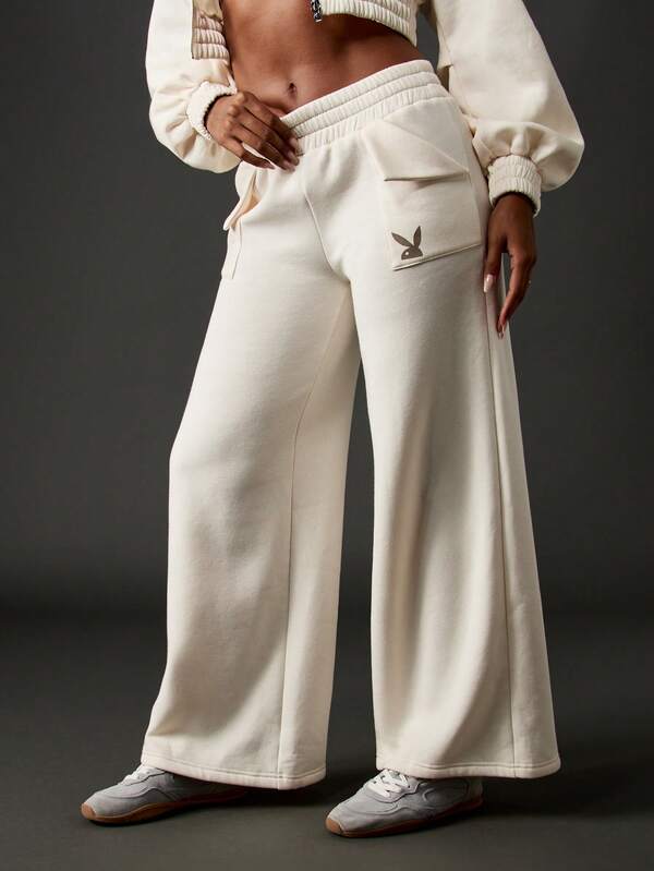 Missguided Missguided X Playboy Cropped Jacket With Wide Leg Track Pants