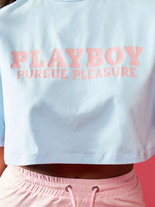 Missguided Missguided X Playboy Cropped Oversized Cotton Essential T-Shirt