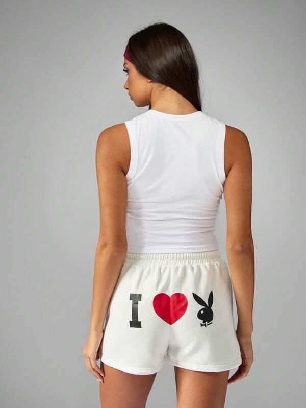 Missguided Missguided X Playboy Cropped Tank Top With Heart Logo Print
