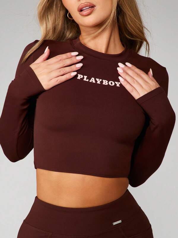 Missguided Missguided X Playboy Cross Back Crop Top With Logo