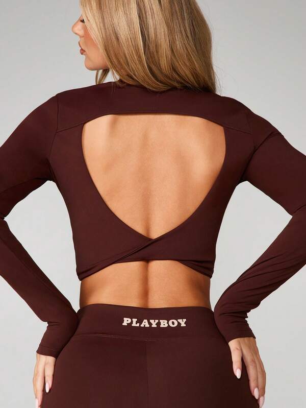 missguided Missguided x Playboy Cross Back Crop Top With Logo