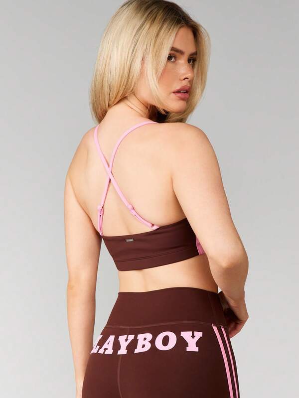 Missguided Missguided X Playboy Cross Back Strappy Sports Bra With Logo