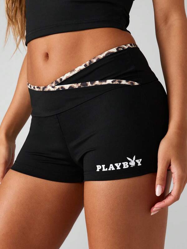 missguided Missguided x Playboy Cross Waist Shorts With Contrast Trim