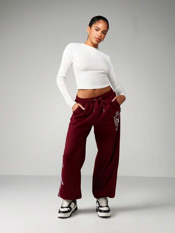 Missguided Missguided X Playboy Cuffed Joggers With Logo Emblem
