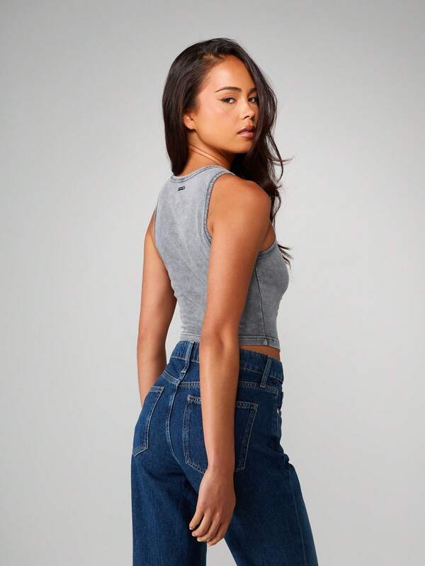 Missguided Missguided X Playboy Cut Out Tank Top With Rhinestone Detail