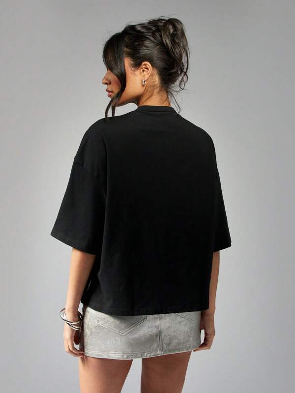 Missguided Missguided X Playboy Diamante Crystal Embellished Oversized T-Shirt