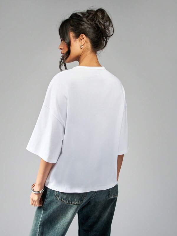Missguided Missguided X Playboy Double Bunny Headed Oversized Drop Shoulder T-Shirt