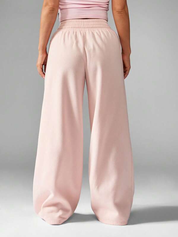 Missguided Missguided X Playboy Drawstring Fleece Wide Leg Logo Design Sweatpants