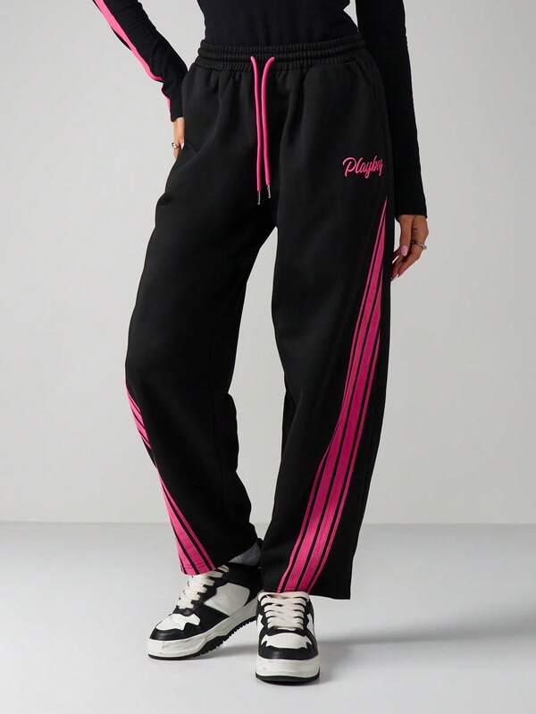 Missguided Missguided X Playboy Drawstring Joggers With Side Stripe Detail