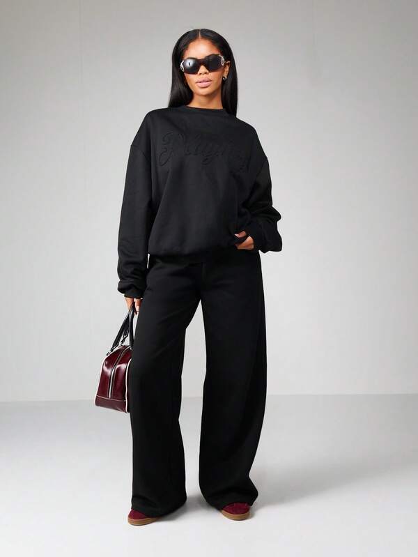 Missguided Missguided X Playboy Embossed Logo Crewneck Sweatshirt With Ribbed Trim