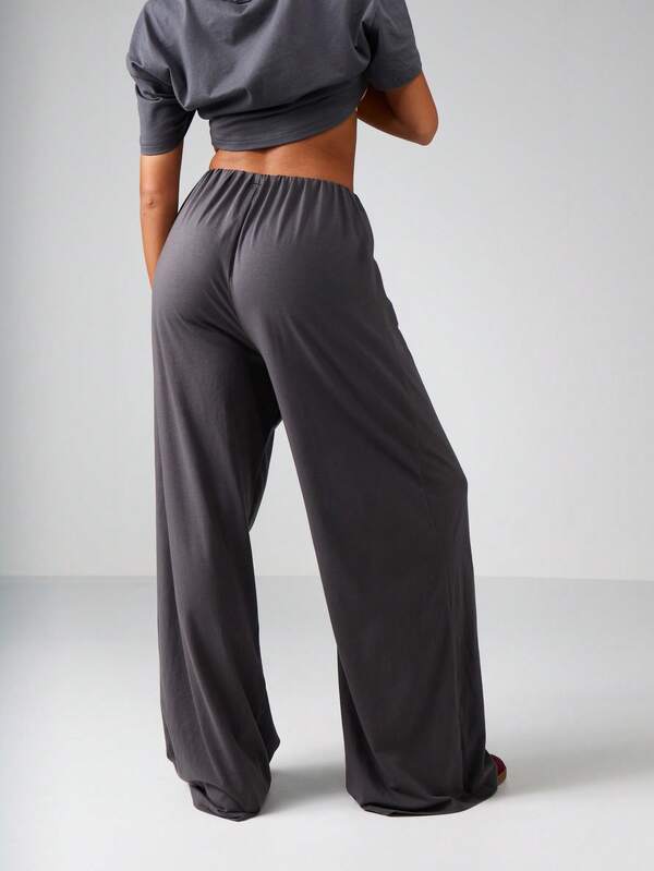 Missguided Missguided X Playboy Embossed Logo Crop Top And Wide Leg Pants Set