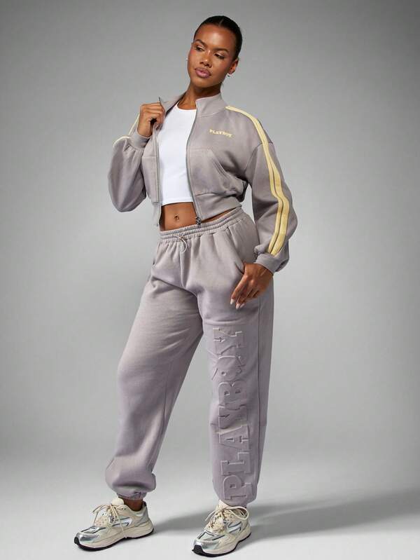 Missguided Missguided X Playboy Embossed Logo Jogger Sweatpants With Elastic Ankles