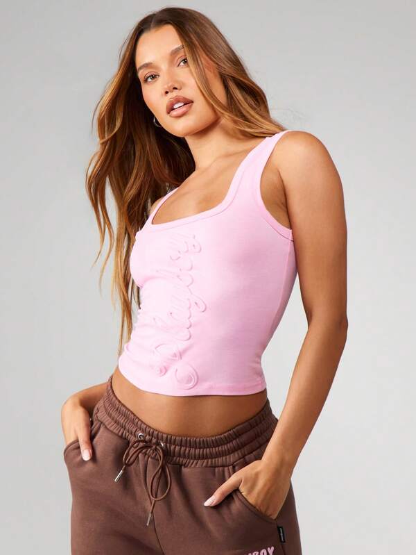Missguided Missguided X Playboy Embossed Script Scoop Neck Cami