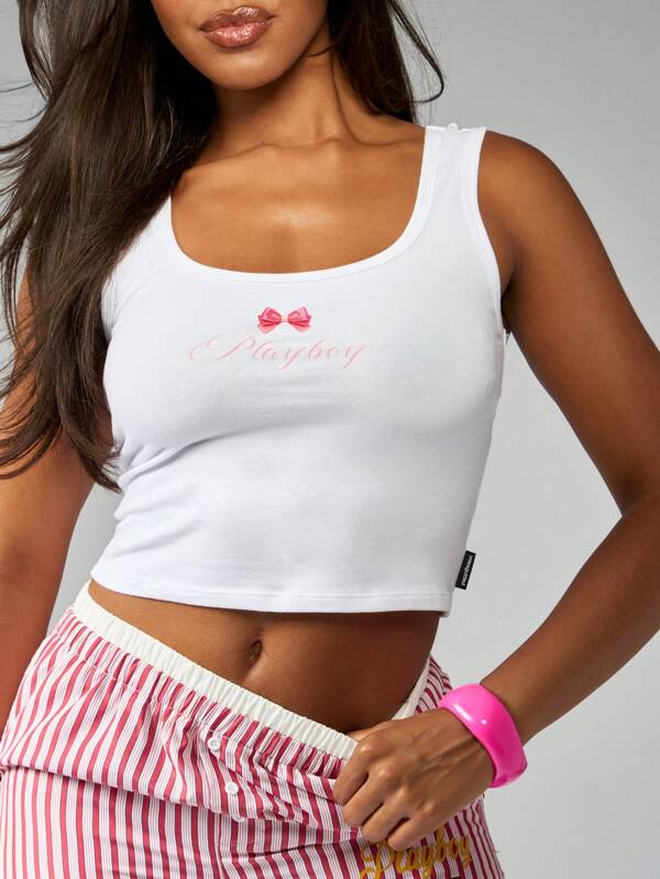 missguided Missguided x Playboy Fashion Forward Fitted Scoop Neck Tank Top