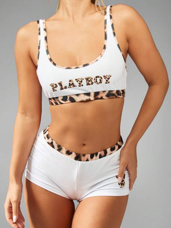 missguided Missguided x Playboy Fashion Forward High Rise Set With Animal Print Details