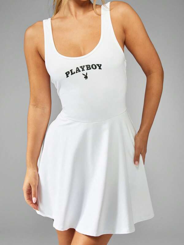 Missguided Missguided X Playboy Fit And Flare Skater Style Mini Dress