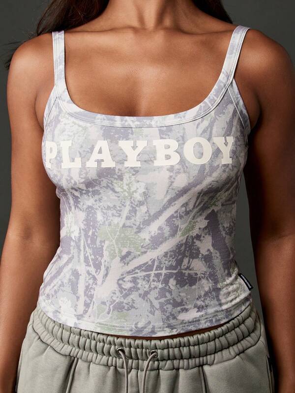 Missguided Missguided X Playboy Fitted Cami Tank Top With Square Neckline