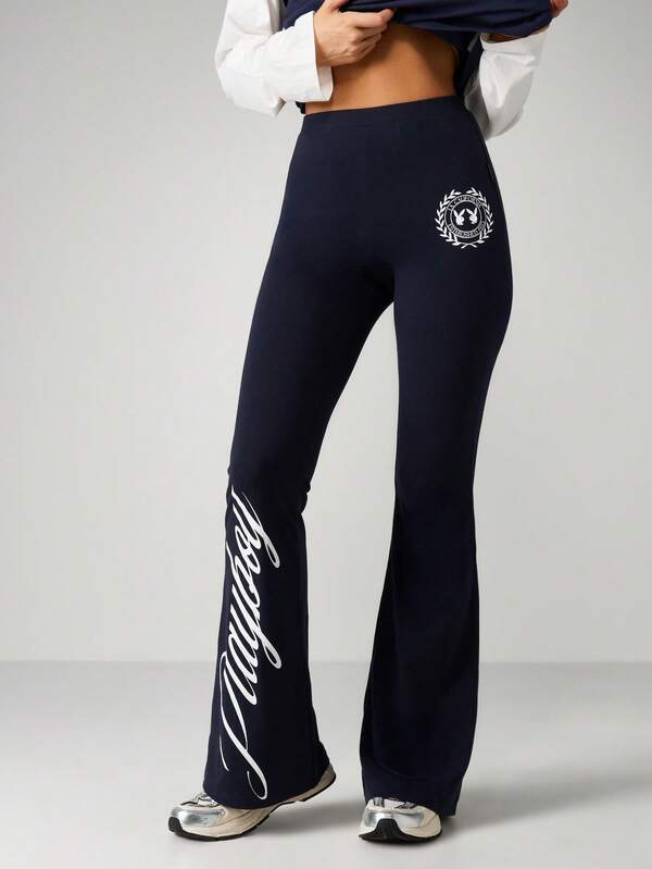 missguided Missguided x Playboy Flared Pants With Script Print Detail