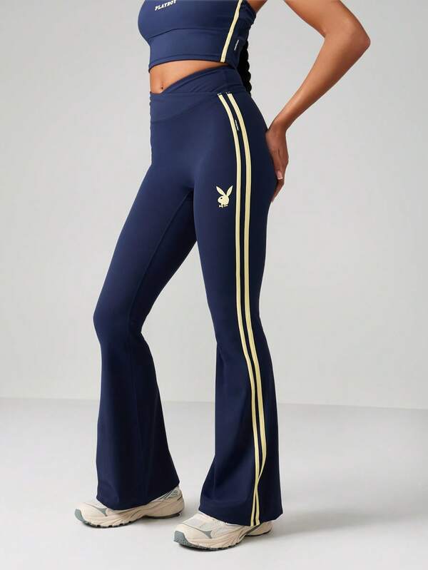 missguided Missguided x Playboy Flared Track Pants With Side Stripes