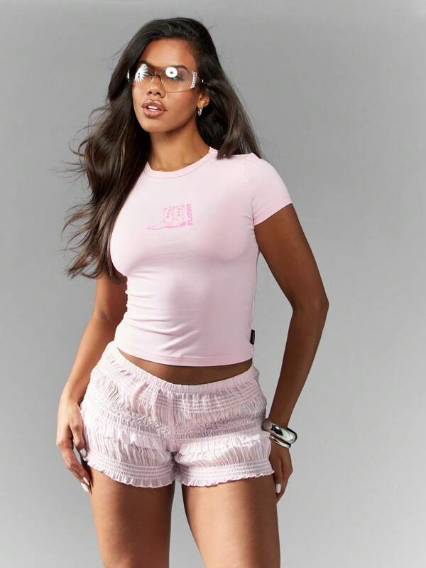 missguided Missguided x Playboy Form-Fitting Basic Baby Tee Crop Top