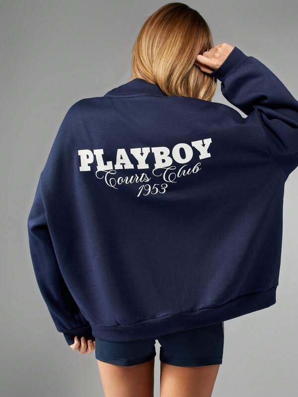 Missguided Missguided X Playboy Full-Zip Athleisure Logo Sweatshirt