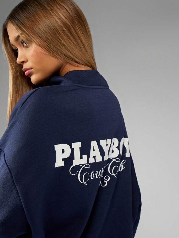 Missguided Missguided X Playboy Full-Zip Athleisure Logo Sweatshirt