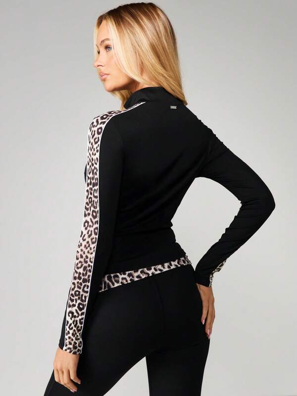 Missguided Missguided X Playboy Full Zip Sports Jacket With Leopard Print