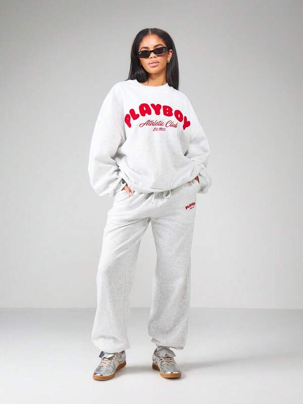 Missguided Missguided X Playboy Graphic Crew Neck Sweatshirt With Front Logo Print