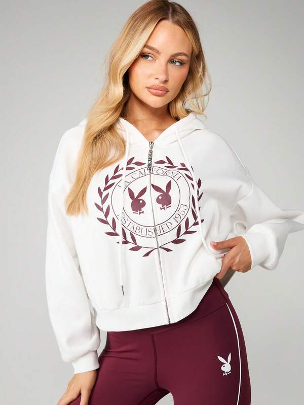 Missguided Missguided X Playboy Graphic Hoodie With Drawstring