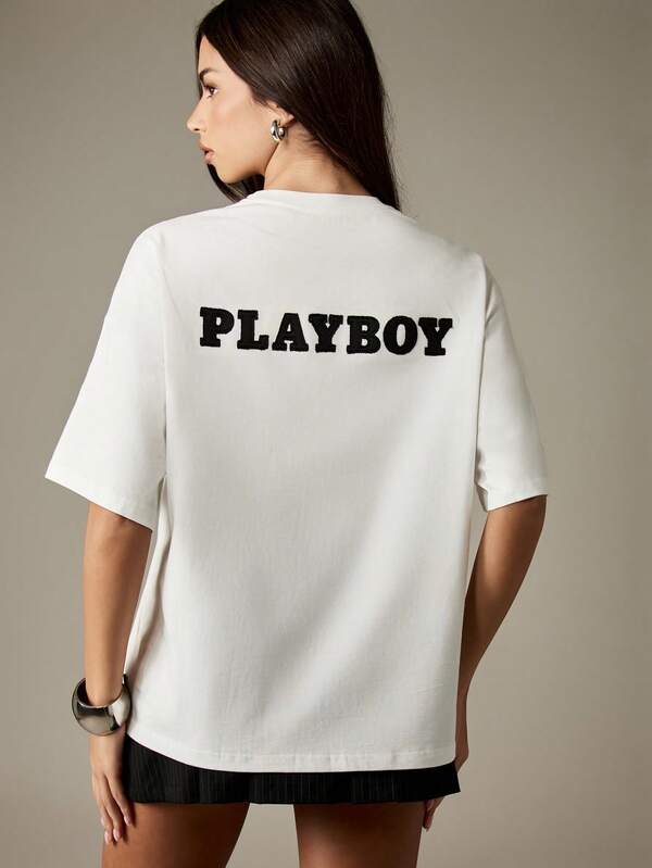 Missguided Missguided X Playboy Graphic Print T-Shirt With 53 Number