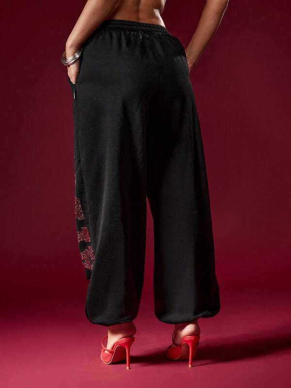 Missguided Missguided X Playboy Halloween Diamante Cuffed Joggers With Sparkle Detail