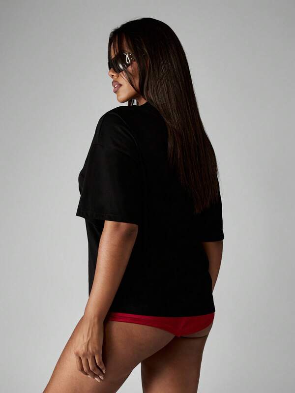 Missguided Missguided X Playboy Halloween Diamante Graphic Oversized T Shirt