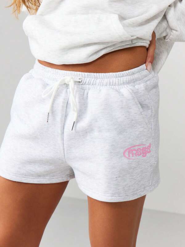 Missguided Missguided X Playboy Heathered Jogger Shorts With Print